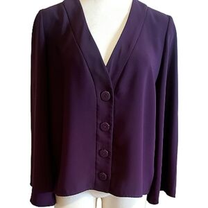 Amanda Uprichard NY Too Purple Womens L Classic Chic Office Modern Dressy Blouse